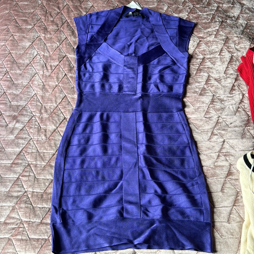 French connection, blue purple bandage dress. BRAND NEW. SIZE 8.